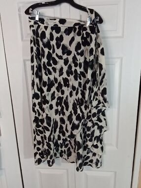 Black and White Animal Print Wrap Skirt